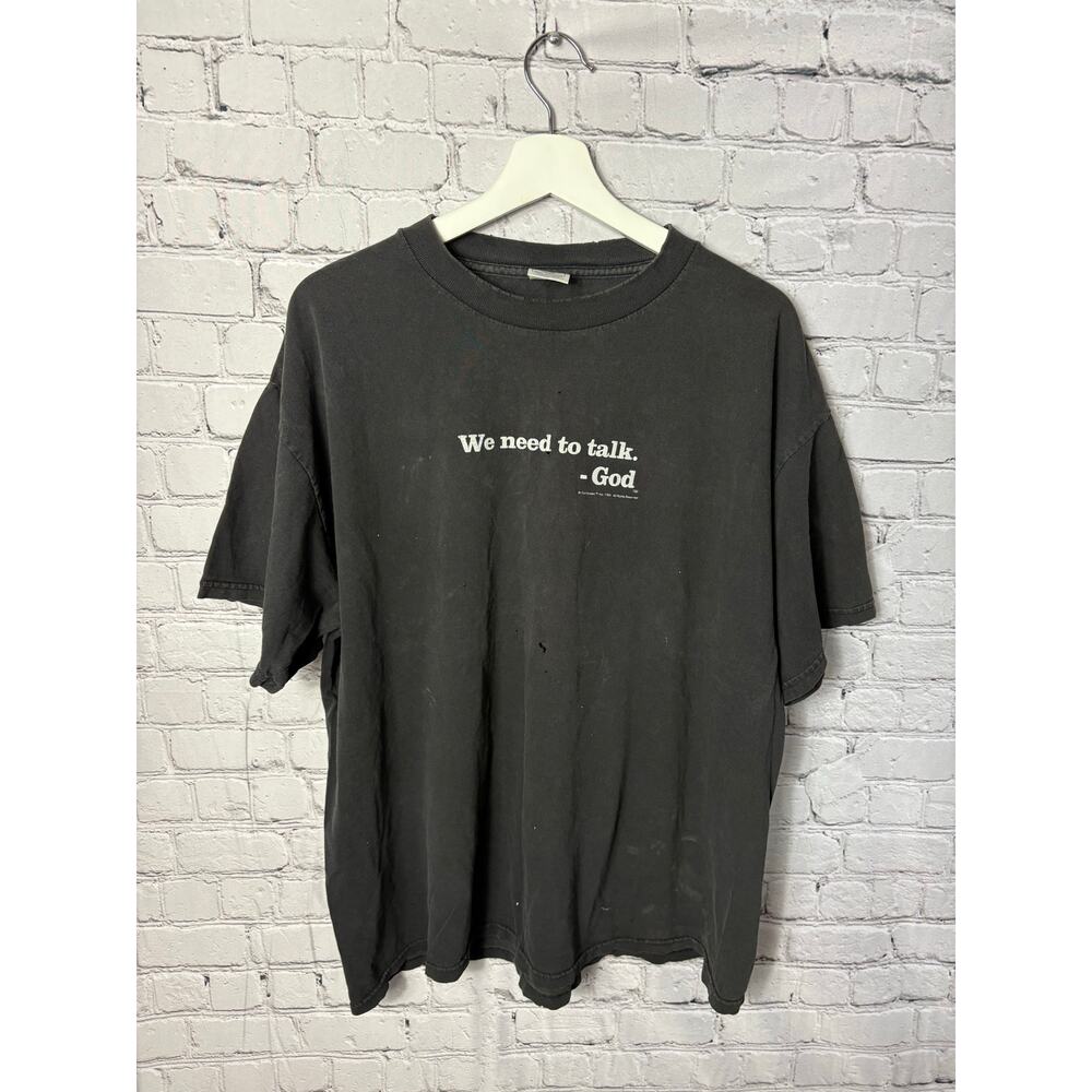Y2K We Need to Talk god speaks tee shirt distressed